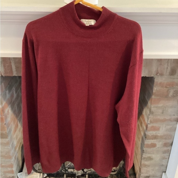 turnbury Other - Turnbury Mock Neck Extra Fine Merino Wool Mens Burgundy Sweater Size XL